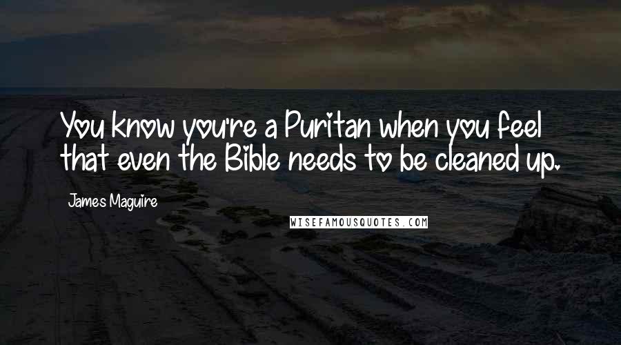 James Maguire Quotes: You know you're a Puritan when you feel that even the Bible needs to be cleaned up.
