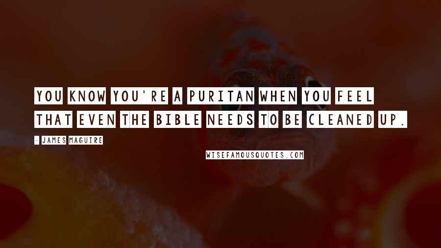James Maguire Quotes: You know you're a Puritan when you feel that even the Bible needs to be cleaned up.