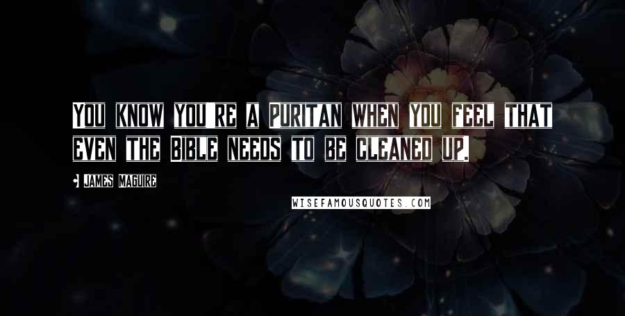 James Maguire Quotes: You know you're a Puritan when you feel that even the Bible needs to be cleaned up.