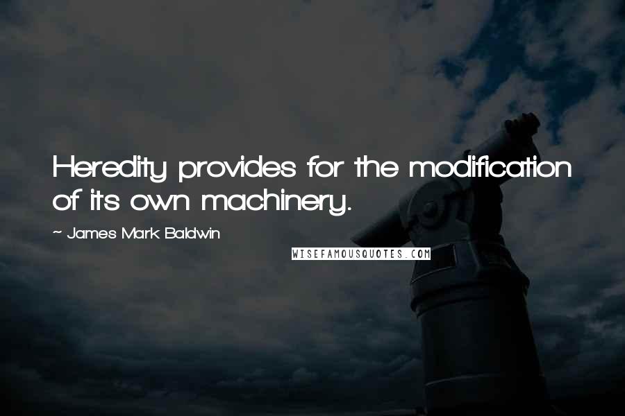 James Mark Baldwin Quotes: Heredity provides for the modification of its own machinery.