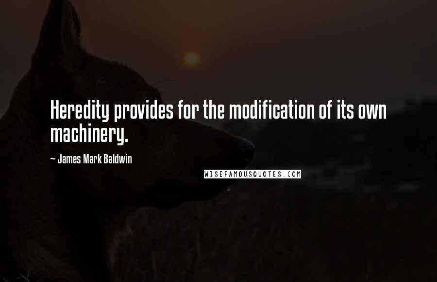 James Mark Baldwin Quotes: Heredity provides for the modification of its own machinery.