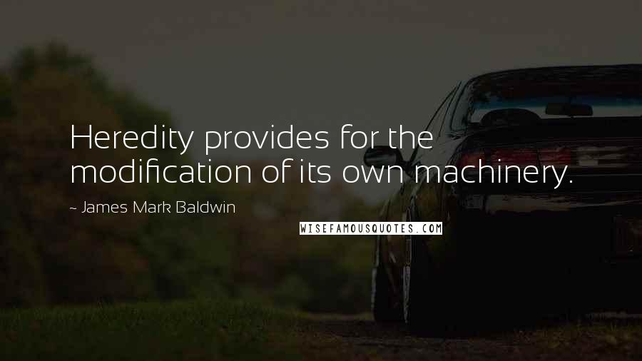 James Mark Baldwin Quotes: Heredity provides for the modification of its own machinery.