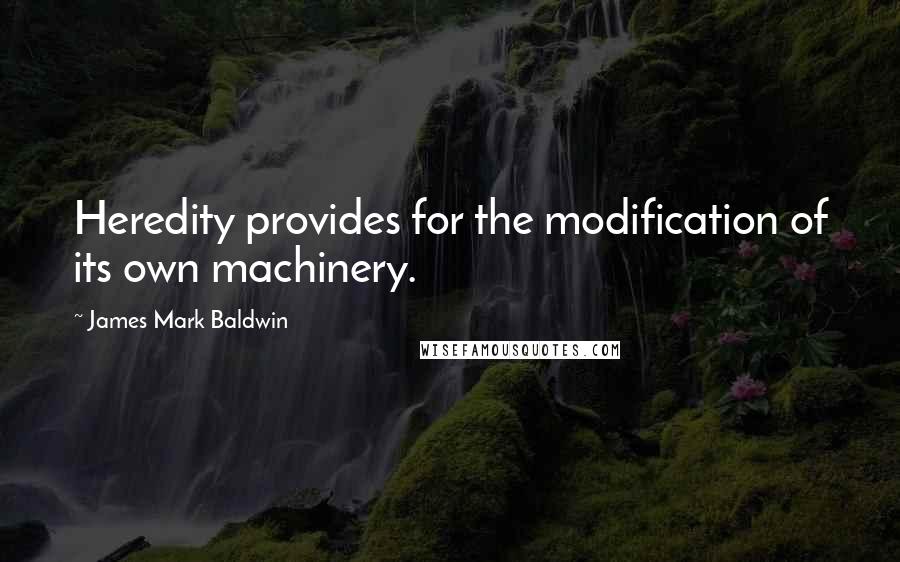 James Mark Baldwin Quotes: Heredity provides for the modification of its own machinery.