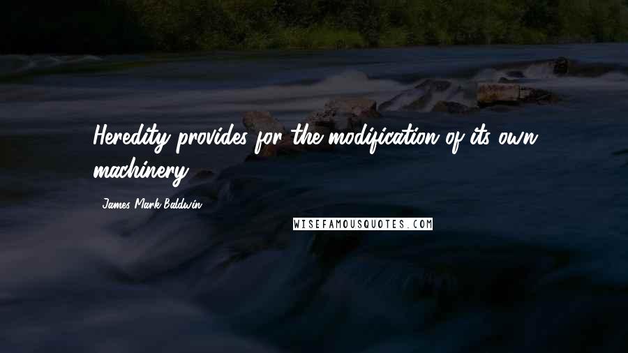 James Mark Baldwin Quotes: Heredity provides for the modification of its own machinery.