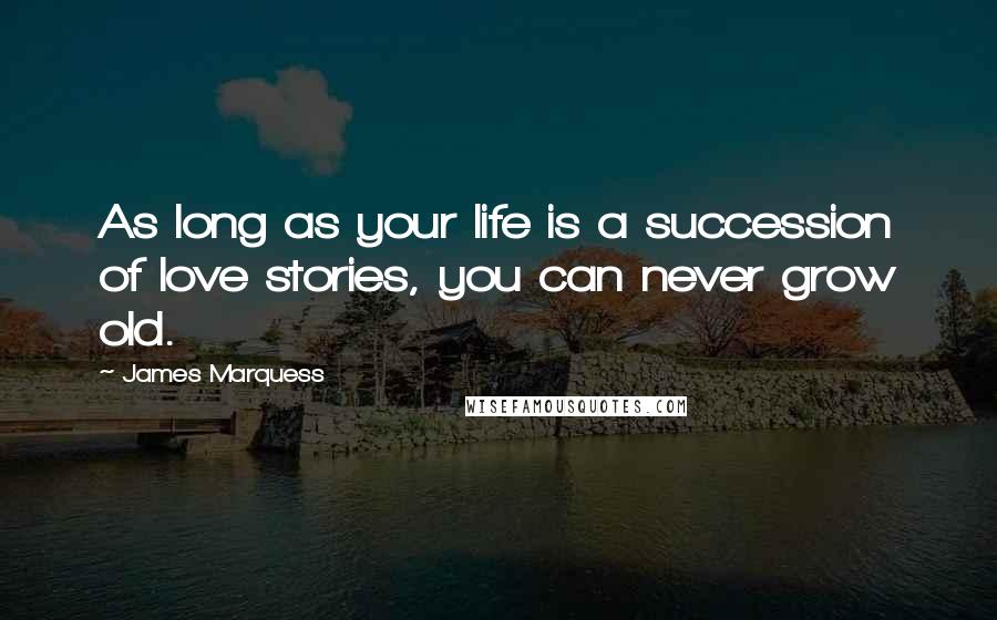 James Marquess Quotes: As long as your life is a succession of love stories, you can never grow old.