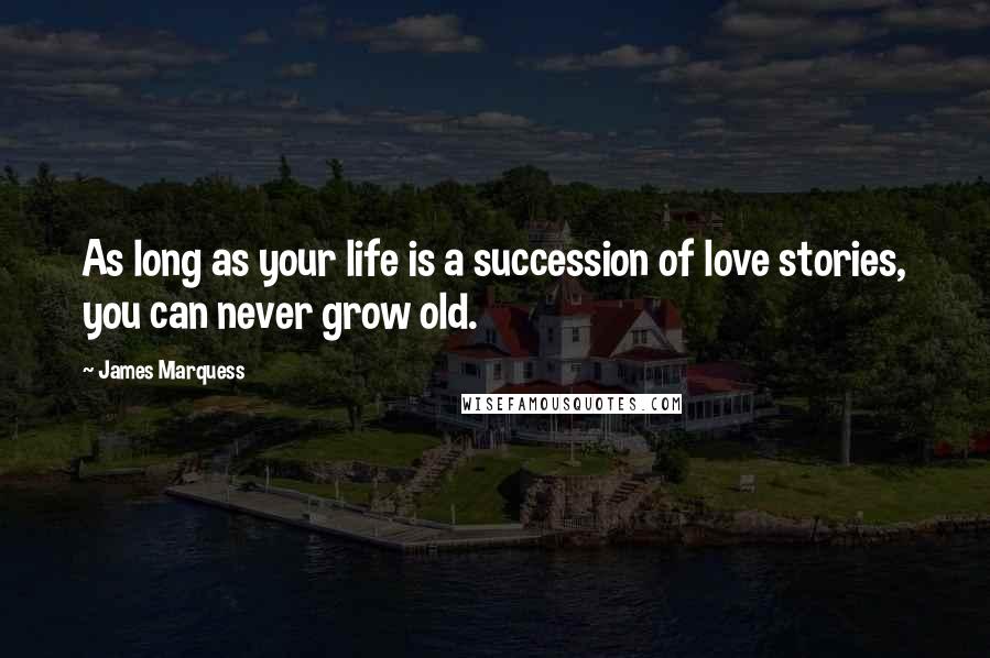 James Marquess Quotes: As long as your life is a succession of love stories, you can never grow old.