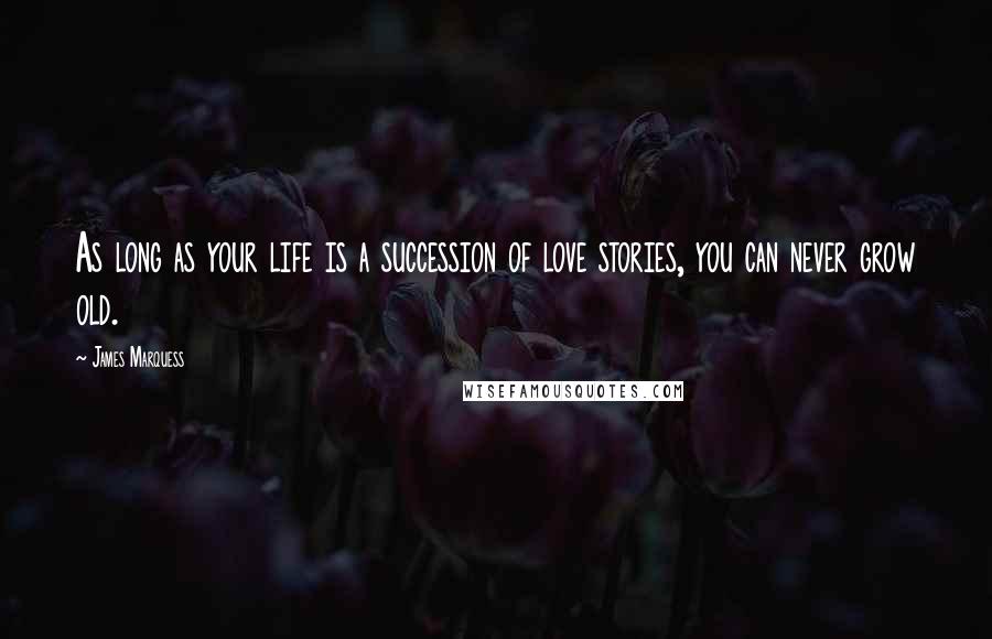 James Marquess Quotes: As long as your life is a succession of love stories, you can never grow old.