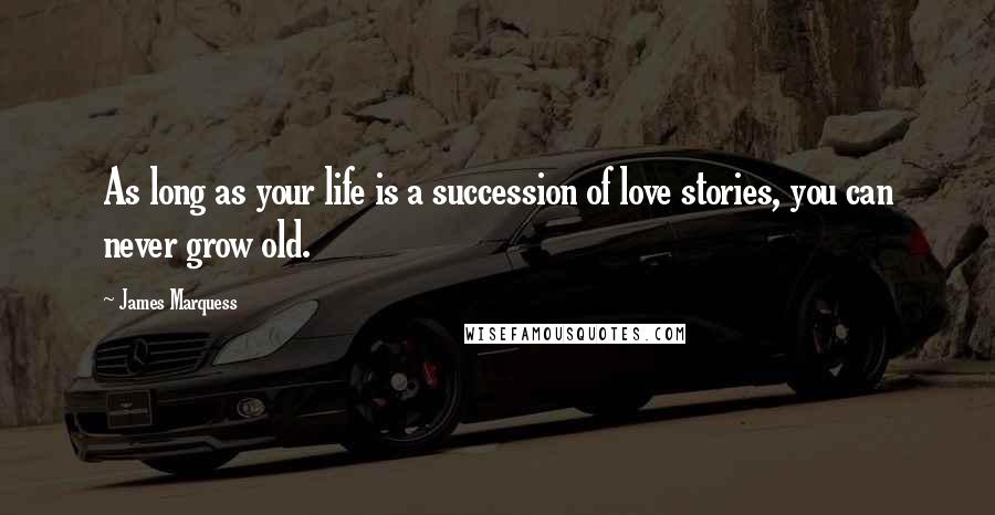 James Marquess Quotes: As long as your life is a succession of love stories, you can never grow old.