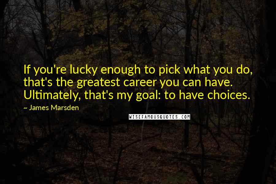 James Marsden Quotes: If you're lucky enough to pick what you do, that's the greatest career you can have. Ultimately, that's my goal: to have choices.