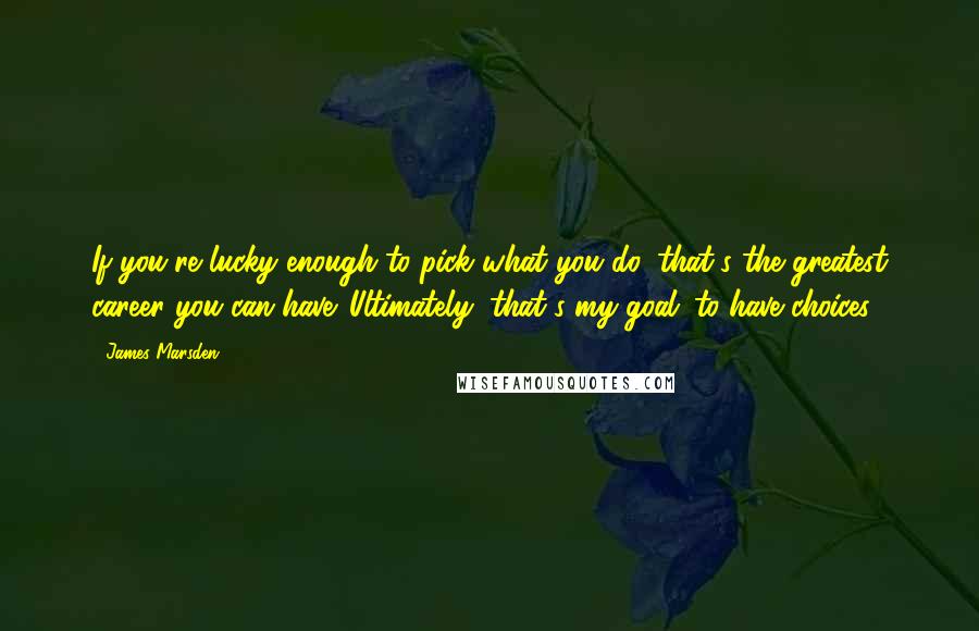 James Marsden Quotes: If you're lucky enough to pick what you do, that's the greatest career you can have. Ultimately, that's my goal: to have choices.