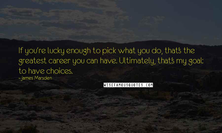 James Marsden Quotes: If you're lucky enough to pick what you do, that's the greatest career you can have. Ultimately, that's my goal: to have choices.