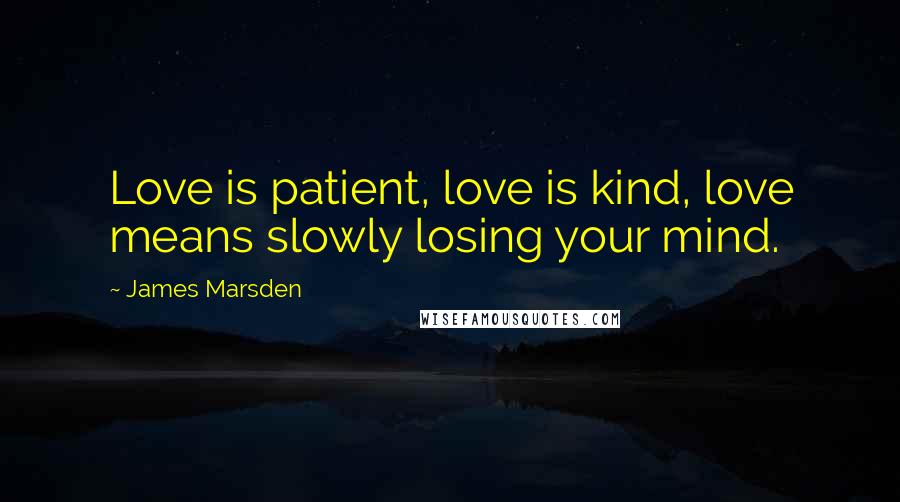 James Marsden Quotes: Love is patient, love is kind, love means slowly losing your mind.