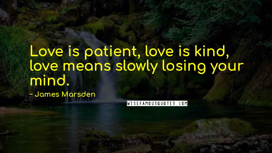 James Marsden Quotes: Love is patient, love is kind, love means slowly losing your mind.