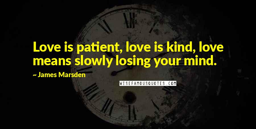 James Marsden Quotes: Love is patient, love is kind, love means slowly losing your mind.