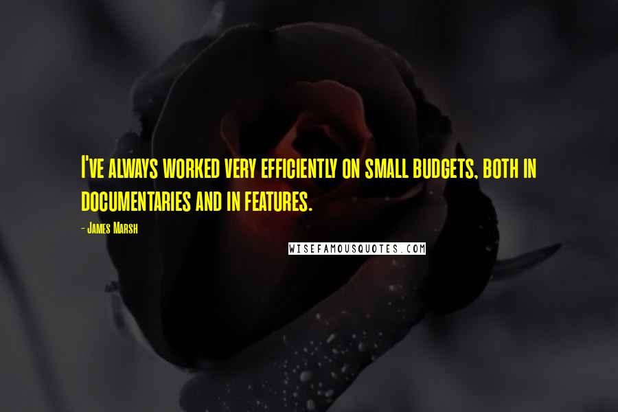 James Marsh Quotes: I've always worked very efficiently on small budgets, both in documentaries and in features.