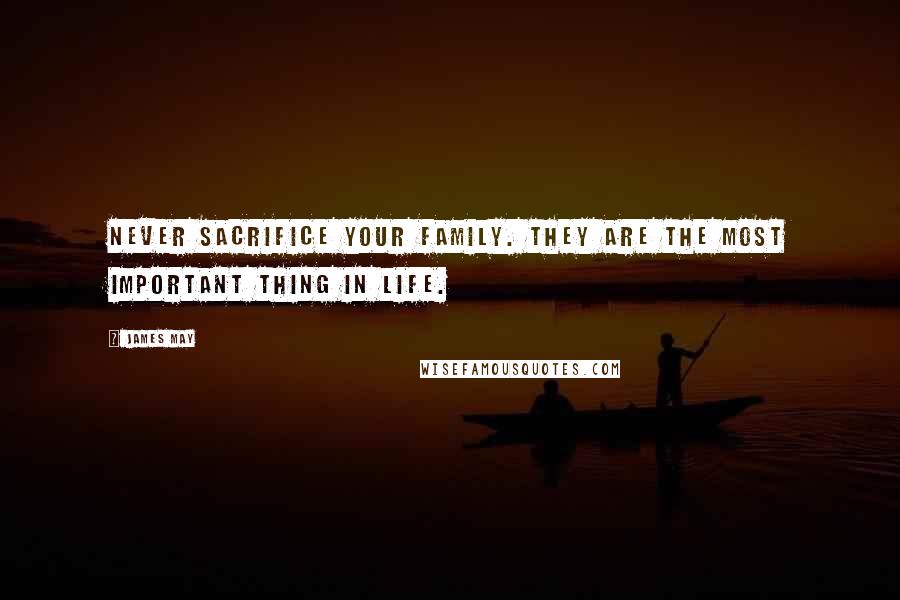 James May Quotes: Never sacrifice your family. They are the most important thing in life.