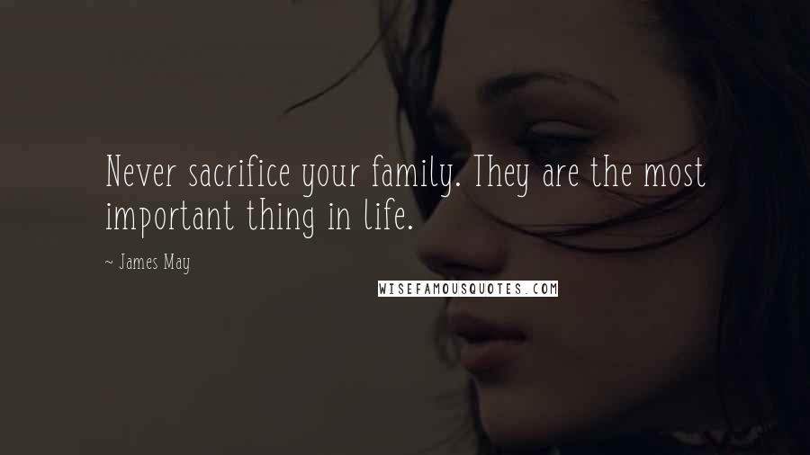 James May Quotes: Never sacrifice your family. They are the most important thing in life.