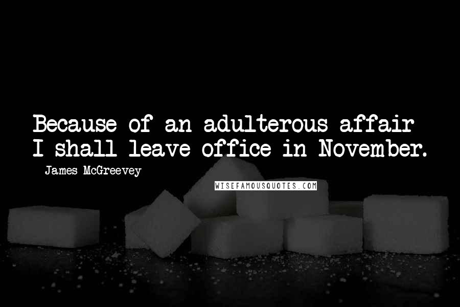 James McGreevey Quotes: Because of an adulterous affair I shall leave office in November.