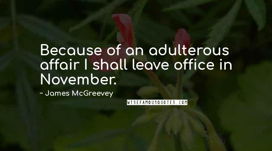 James McGreevey Quotes: Because of an adulterous affair I shall leave office in November.