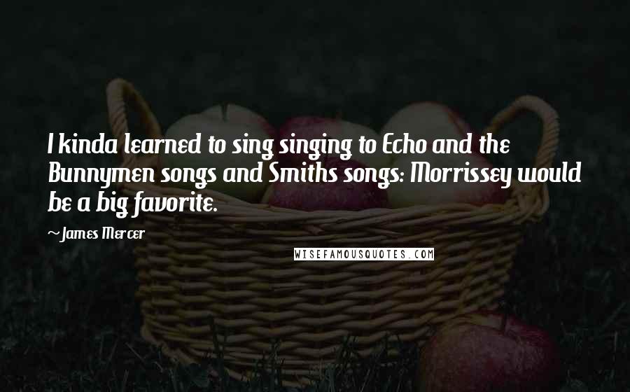 James Mercer Quotes: I kinda learned to sing singing to Echo and the Bunnymen songs and Smiths songs: Morrissey would be a big favorite.