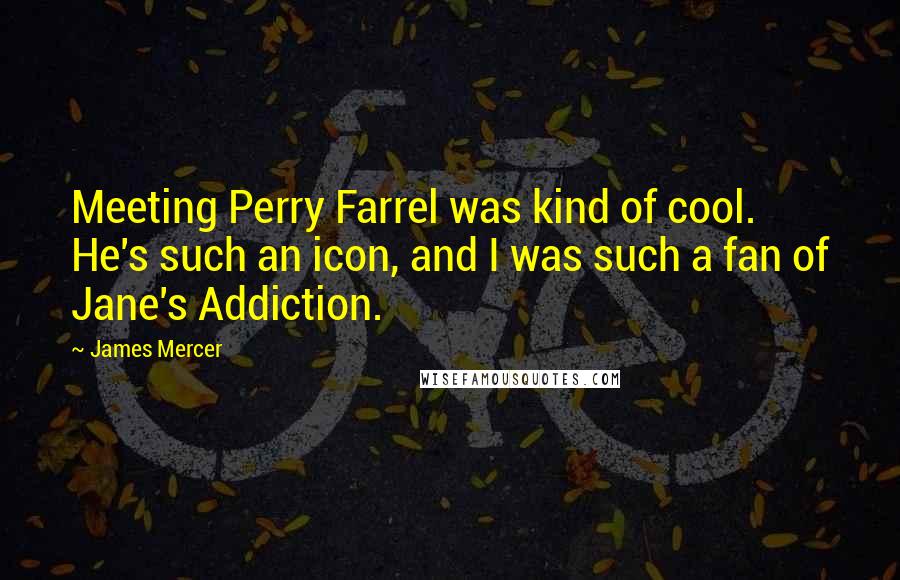 James Mercer Quotes: Meeting Perry Farrel was kind of cool. He's such an icon, and I was such a fan of Jane's Addiction.