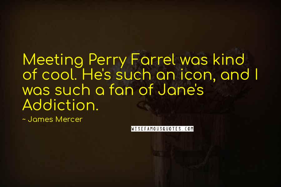 James Mercer Quotes: Meeting Perry Farrel was kind of cool. He's such an icon, and I was such a fan of Jane's Addiction.
