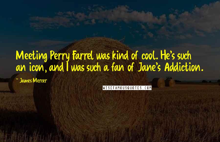 James Mercer Quotes: Meeting Perry Farrel was kind of cool. He's such an icon, and I was such a fan of Jane's Addiction.