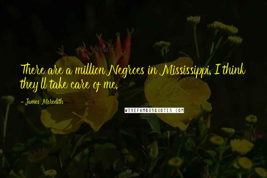 James Meredith Quotes: There are a million Negroes in Mississippi. I think they'll take care of me.