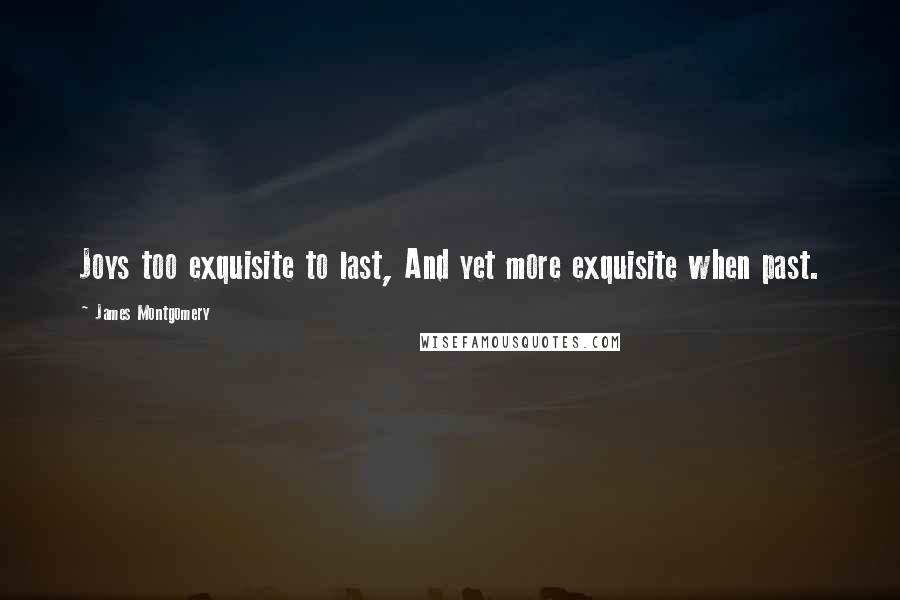 James Montgomery Quotes: Joys too exquisite to last, And yet more exquisite when past.