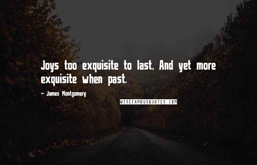 James Montgomery Quotes: Joys too exquisite to last, And yet more exquisite when past.