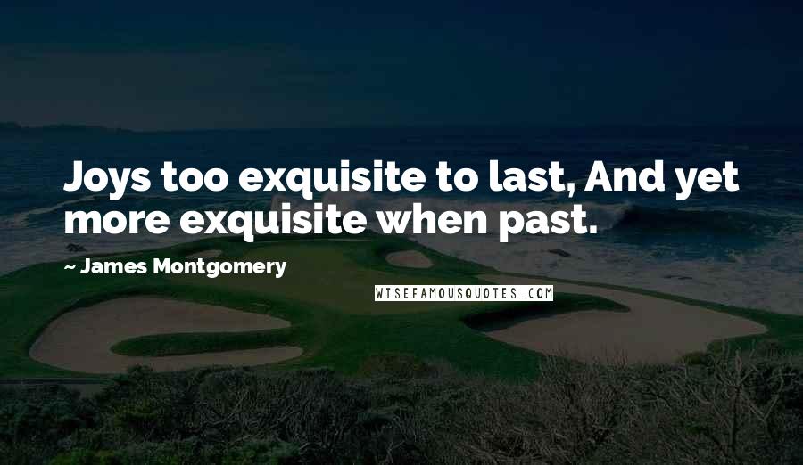 James Montgomery Quotes: Joys too exquisite to last, And yet more exquisite when past.