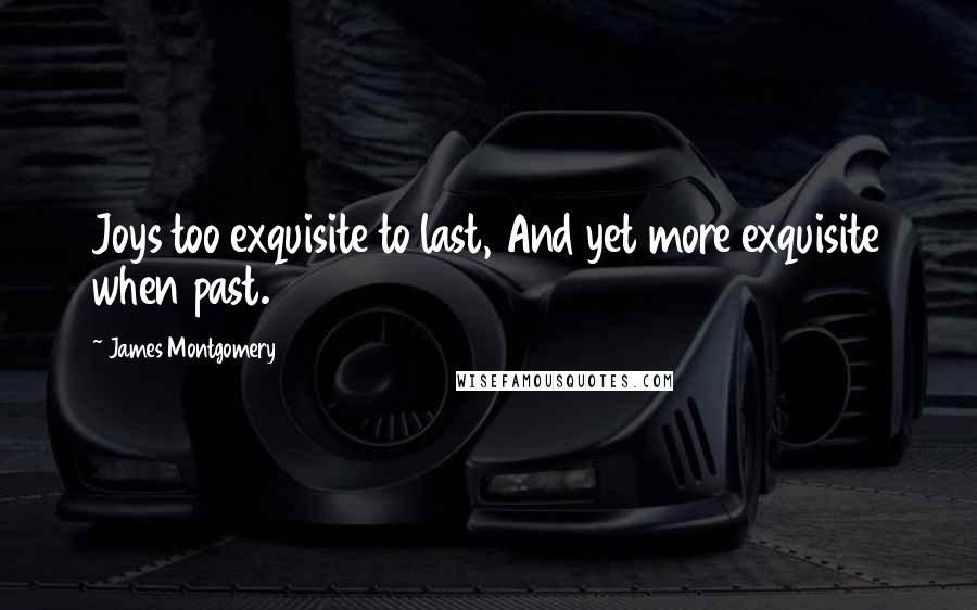 James Montgomery Quotes: Joys too exquisite to last, And yet more exquisite when past.