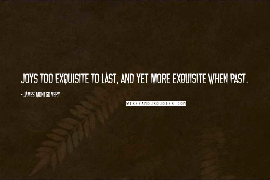 James Montgomery Quotes: Joys too exquisite to last, And yet more exquisite when past.