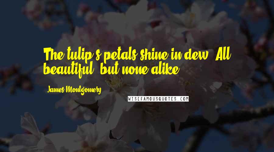 James Montgomery Quotes: The tulip's petals shine in dew, All beautiful, but none alike.