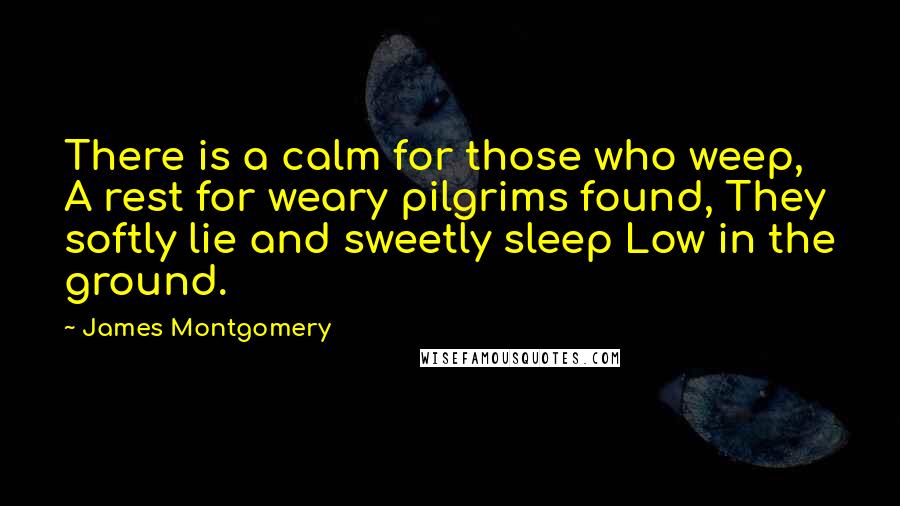 James Montgomery Quotes: There is a calm for those who weep, A rest for weary pilgrims found, They softly lie and sweetly sleep Low in the ground.