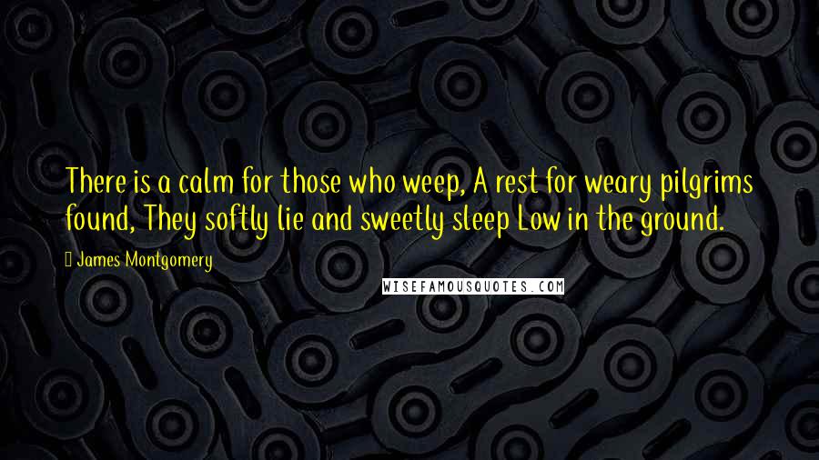 James Montgomery Quotes: There is a calm for those who weep, A rest for weary pilgrims found, They softly lie and sweetly sleep Low in the ground.