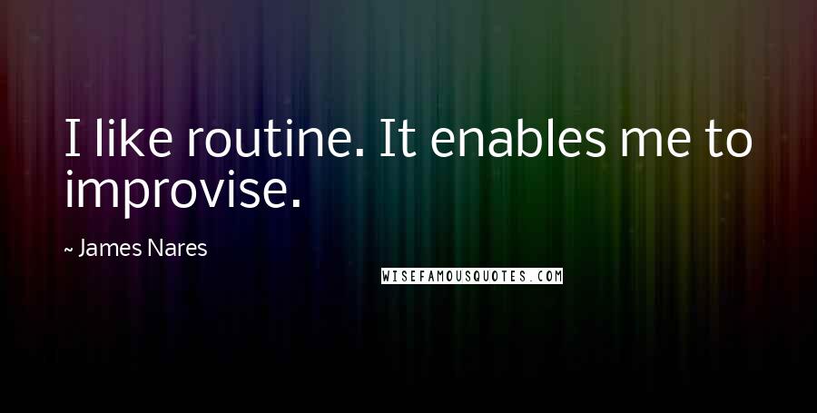 James Nares Quotes: I like routine. It enables me to improvise.