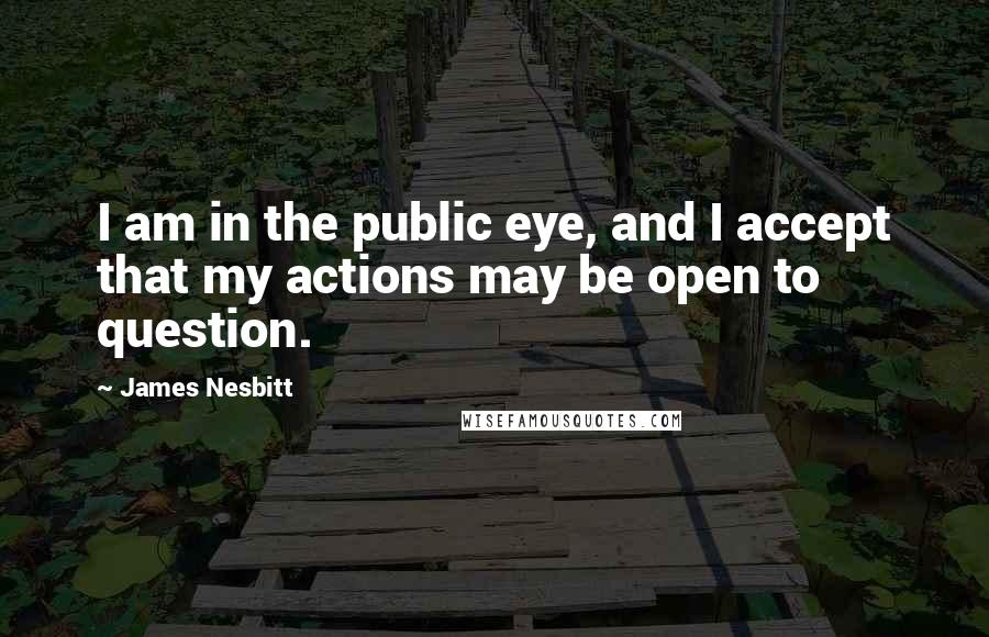 James Nesbitt Quotes: I am in the public eye, and I accept that my actions may be open to question.