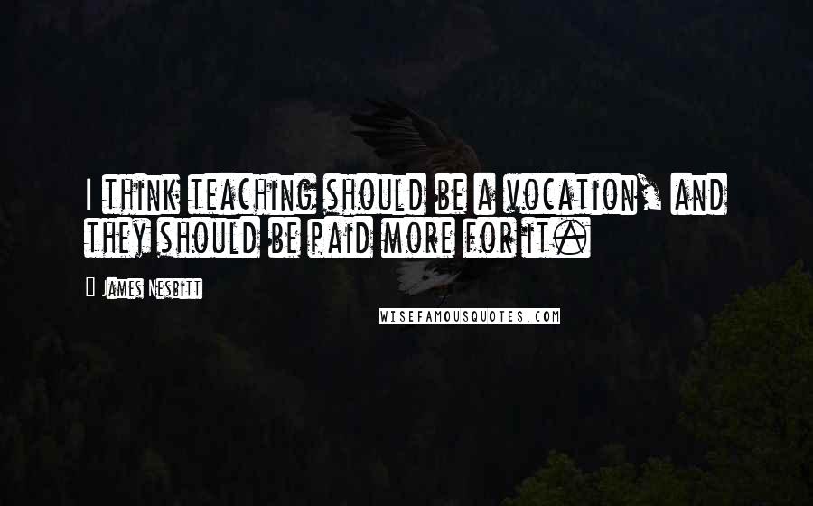 James Nesbitt Quotes: I think teaching should be a vocation, and they should be paid more for it.