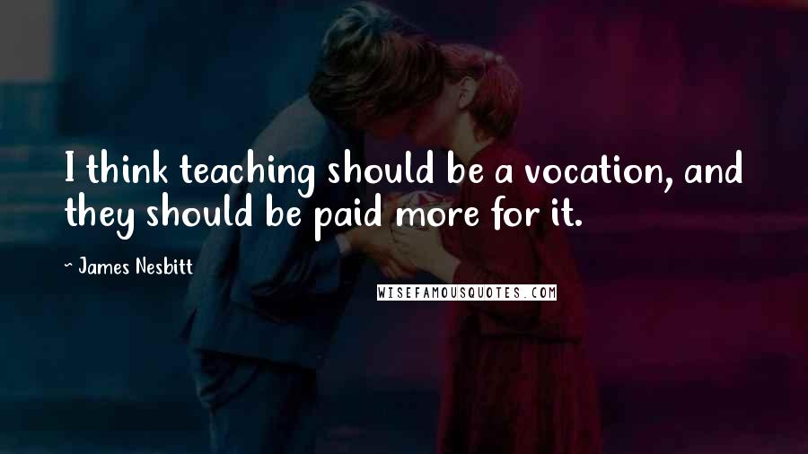 James Nesbitt Quotes: I think teaching should be a vocation, and they should be paid more for it.