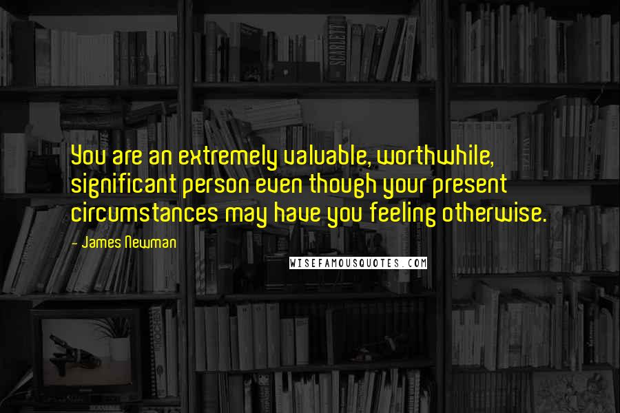 James Newman Quotes: You are an extremely valuable, worthwhile, significant person even though your present circumstances may have you feeling otherwise.