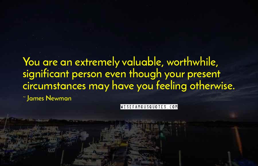 James Newman Quotes: You are an extremely valuable, worthwhile, significant person even though your present circumstances may have you feeling otherwise.