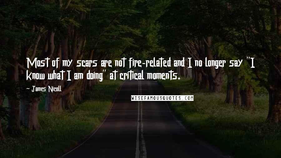 James Nicoll Quotes: Most of my scars are not fire-related and I no longer say "I know what I am doing" at critical moments.