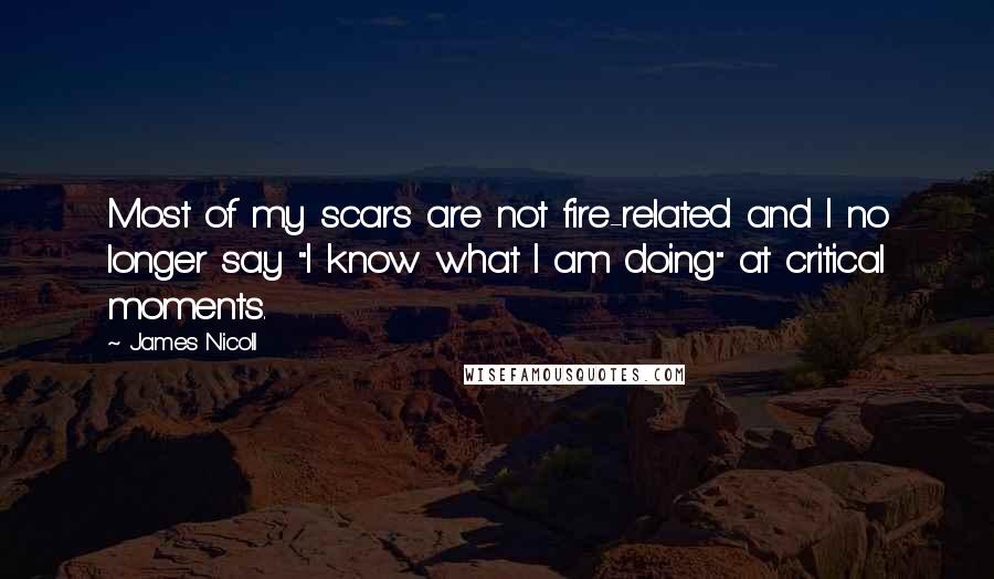 James Nicoll Quotes: Most of my scars are not fire-related and I no longer say "I know what I am doing" at critical moments.