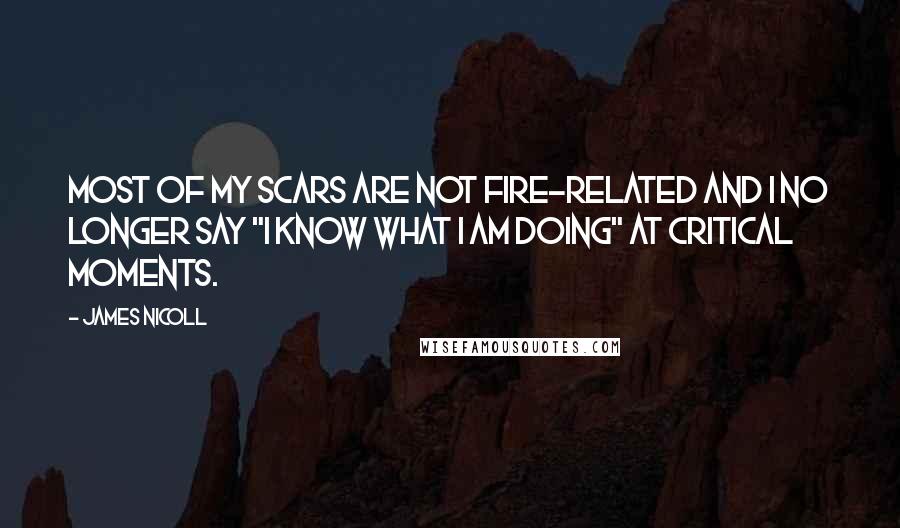 James Nicoll Quotes: Most of my scars are not fire-related and I no longer say "I know what I am doing" at critical moments.