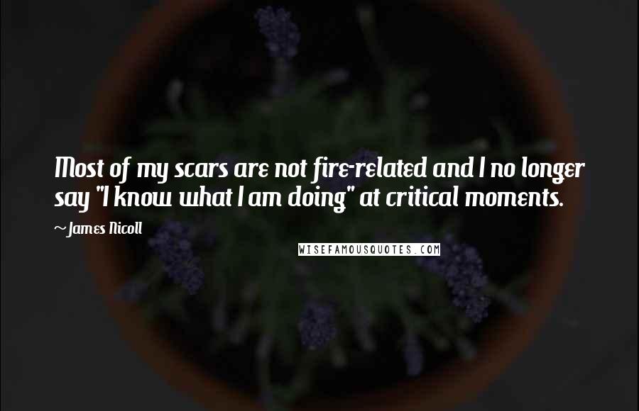 James Nicoll Quotes: Most of my scars are not fire-related and I no longer say "I know what I am doing" at critical moments.