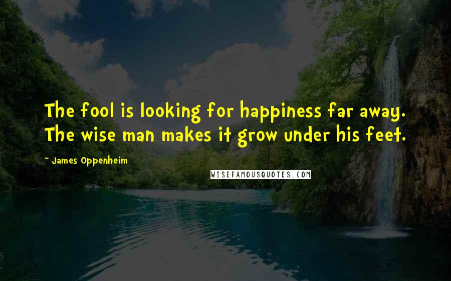 James Oppenheim Quotes: The fool is looking for happiness far away. The wise man makes it grow under his feet.