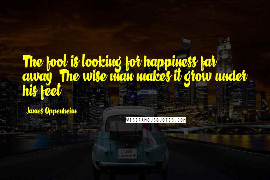 James Oppenheim Quotes: The fool is looking for happiness far away. The wise man makes it grow under his feet.