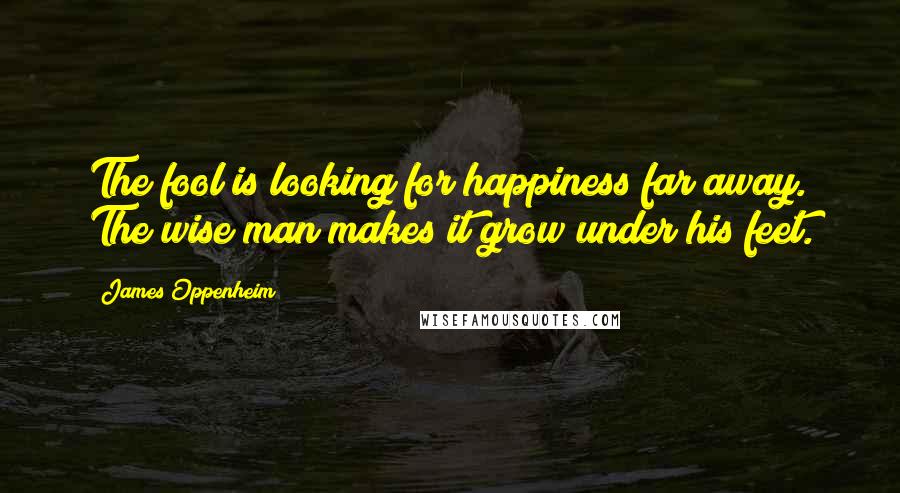 James Oppenheim Quotes: The fool is looking for happiness far away. The wise man makes it grow under his feet.