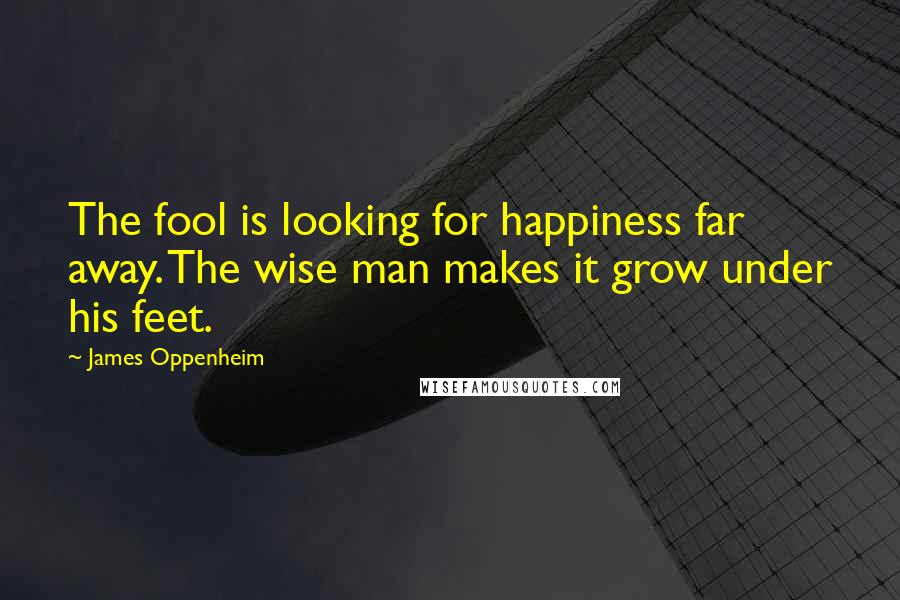 James Oppenheim Quotes: The fool is looking for happiness far away. The wise man makes it grow under his feet.